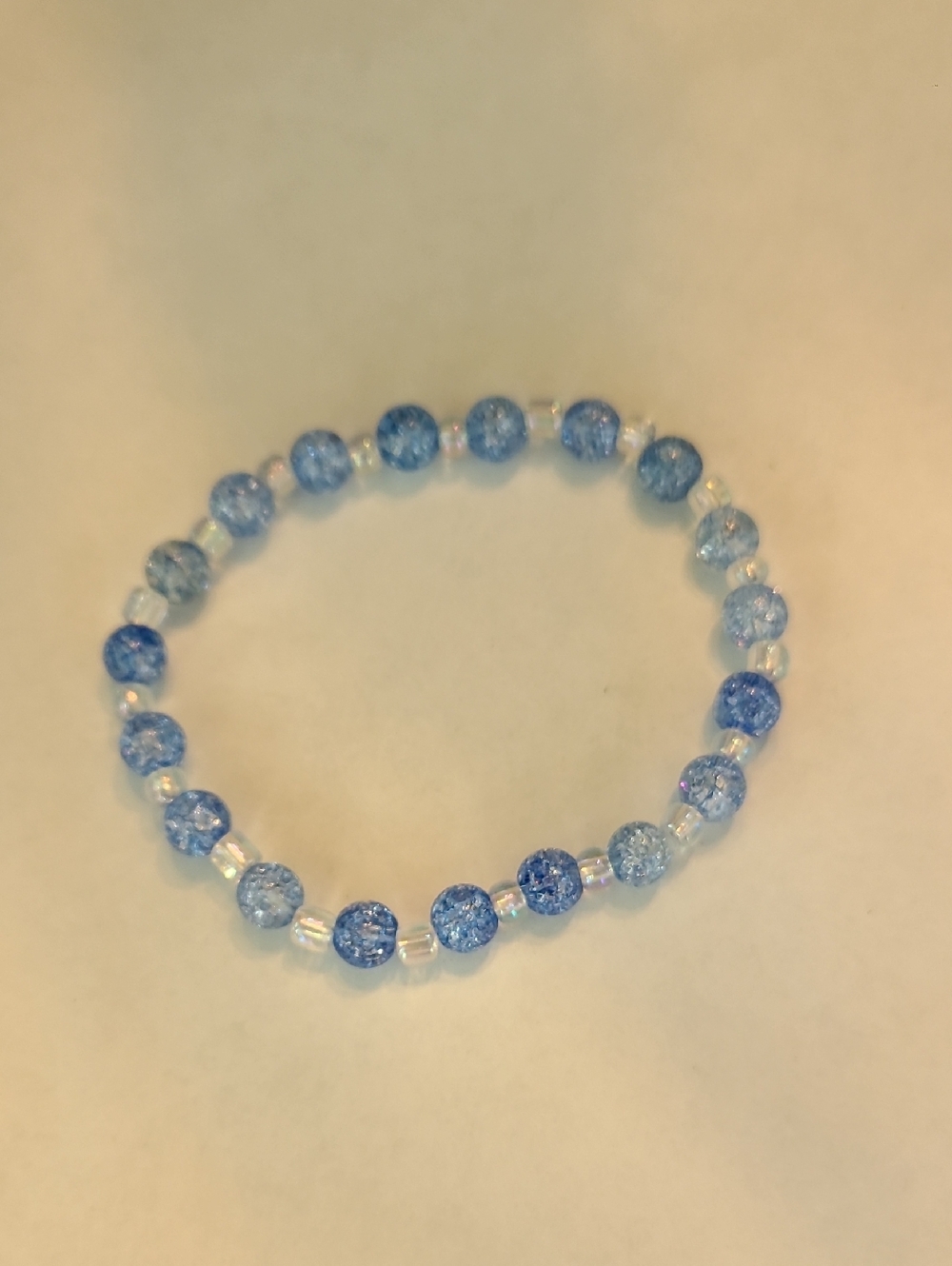 Delicate Blue Crystal Beaded Stretch Bracelet - Unbranded